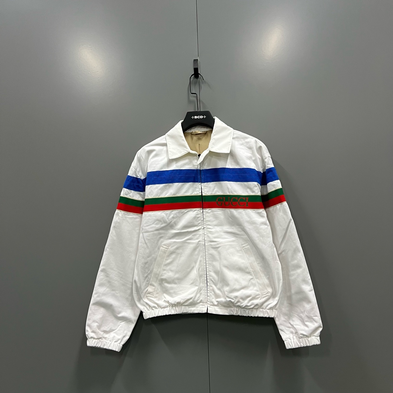 95新 GUCCI/古驰 （bb）126  字母条纹拉链夹克 44码