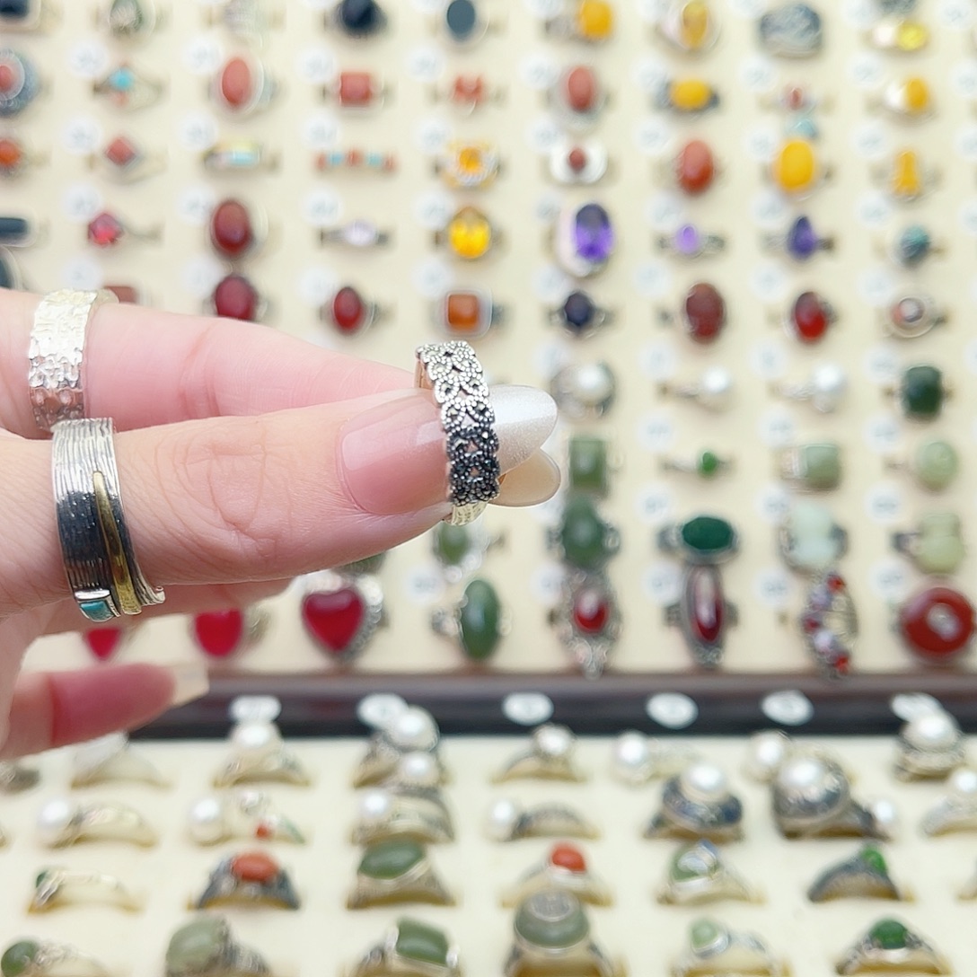 琥珀银S925镶嵌戒指