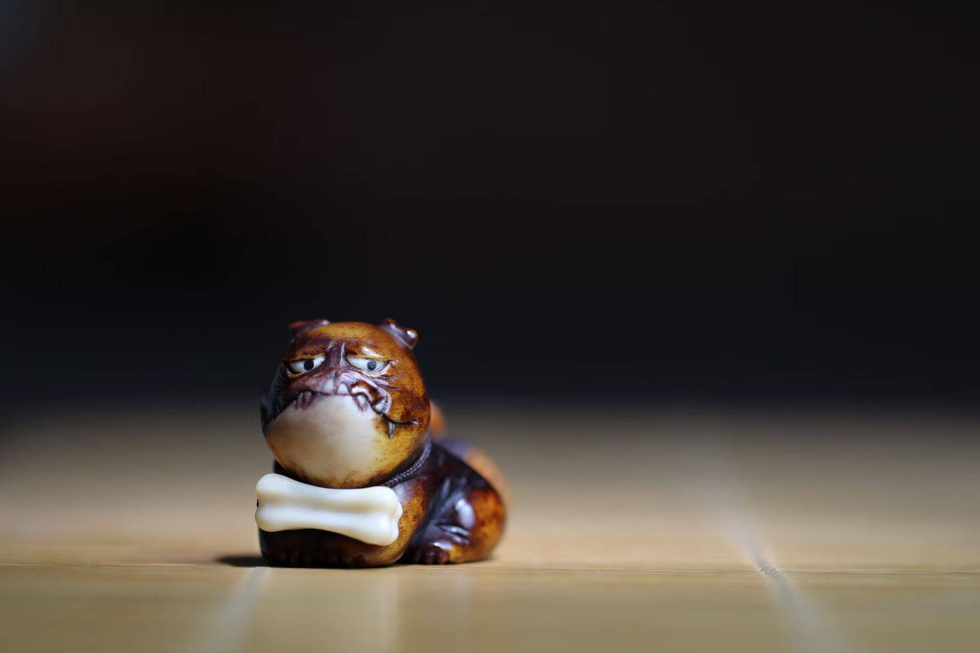 狗 生肖系列 斗牛犬 根付作品 方颜原创 文玩摆件 个性送朋友