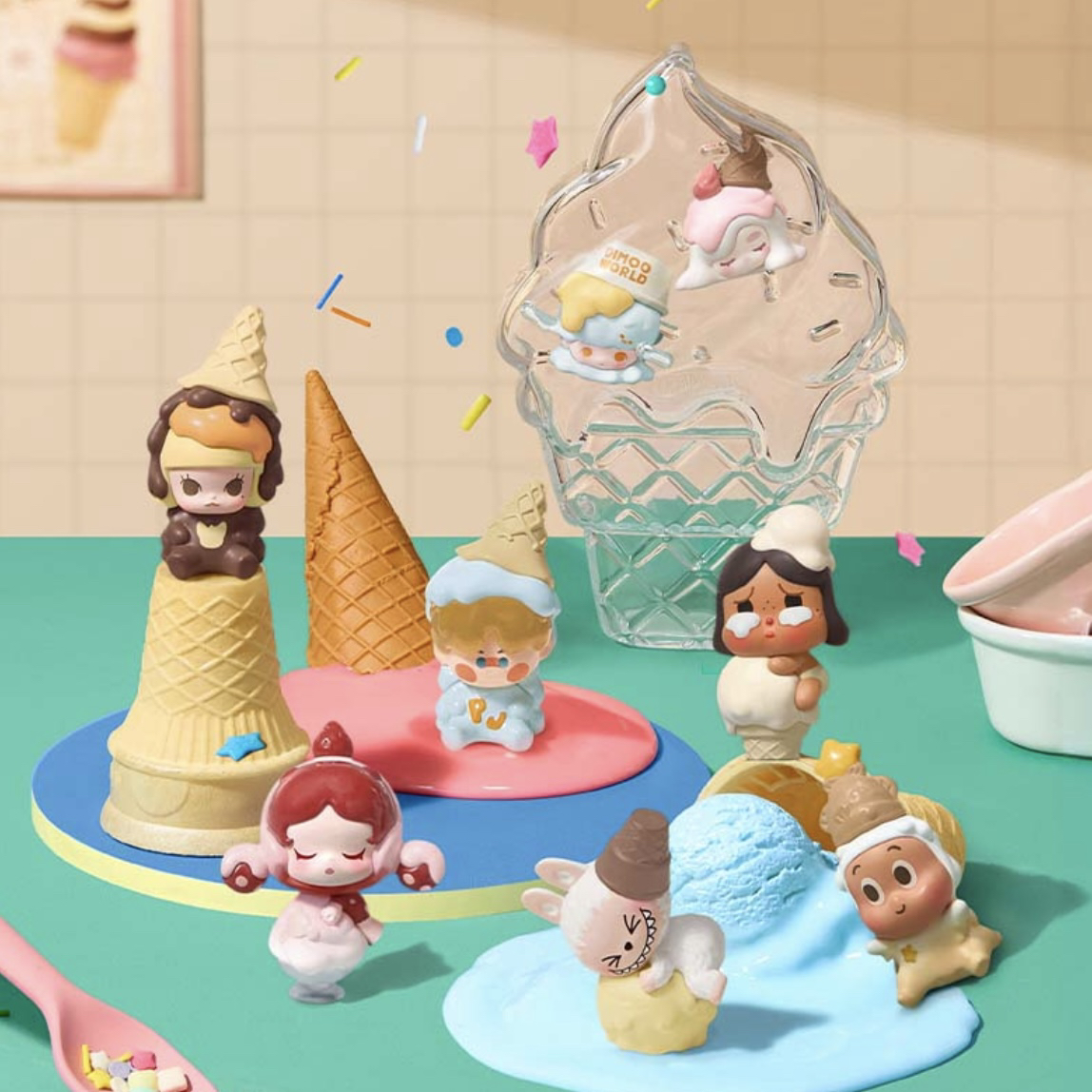 【代拆】泡泡冰激凌化了套盒系列萌粒潮玩摆件可爱萌粒盲袋