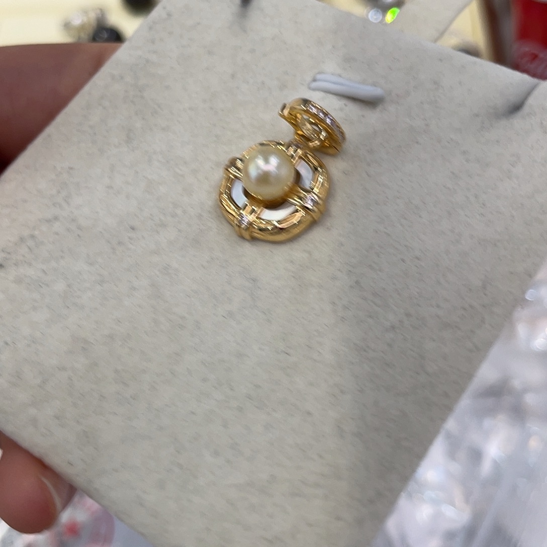 吊坠(不含链)银S925镶嵌海水珍珠