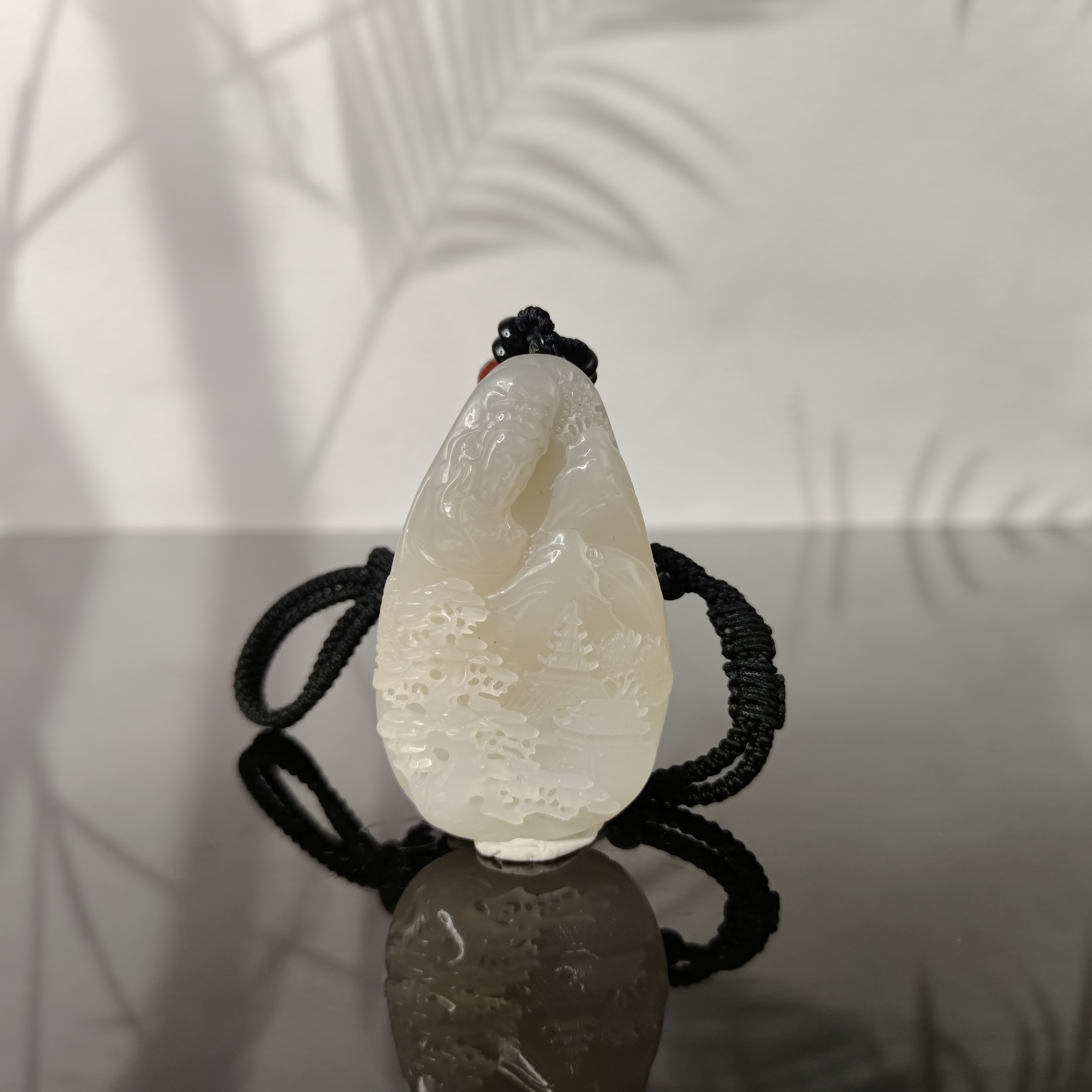 F和田玉烟紫山水吊坠0081