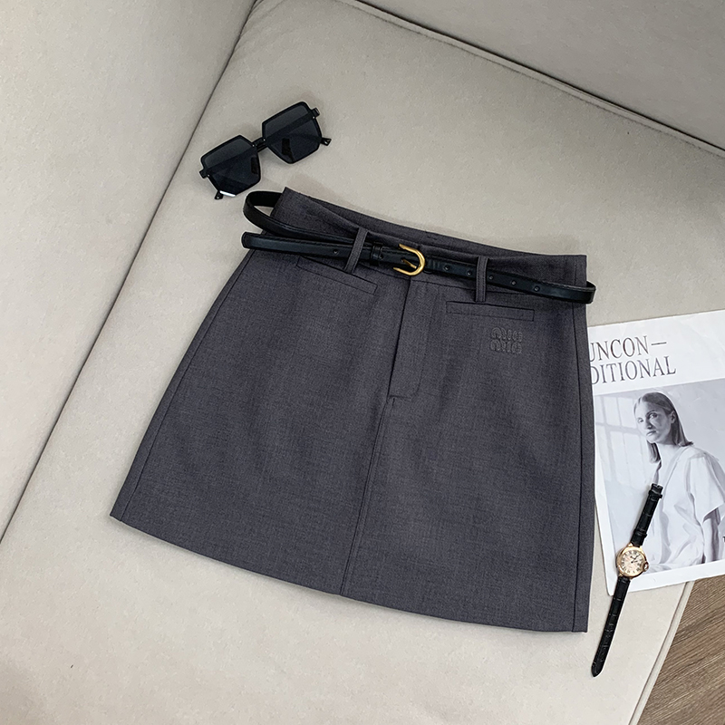 【南油溪溪】灰色系A字西装裙西装短裙高腰显瘦半身短裙800432