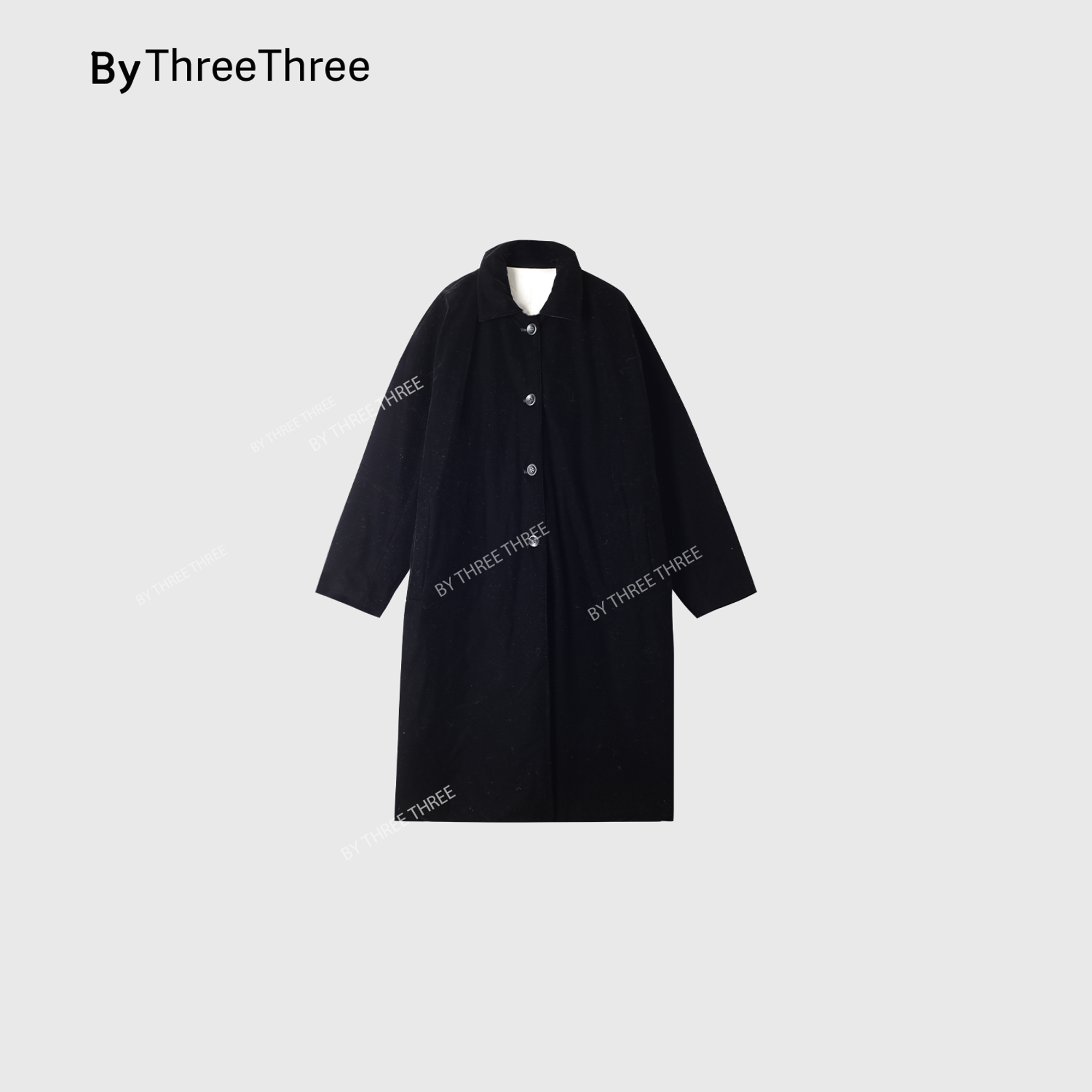 【LiuSanSan】进口棉服新款丝绒高智松弛感翻领廓形长外套 S1808