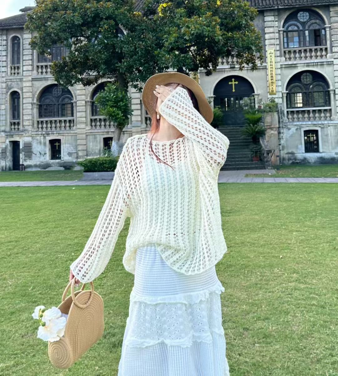 秋冬新款宽松型套头开衫长袖毛衣针织衫百搭甜美ins慵懒时尚102