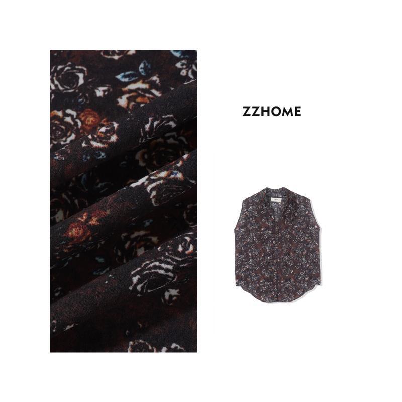 ZOZO HOME ｜薄美人复古V领印花背心夏季q171278p通勤碎花时尚短袖
