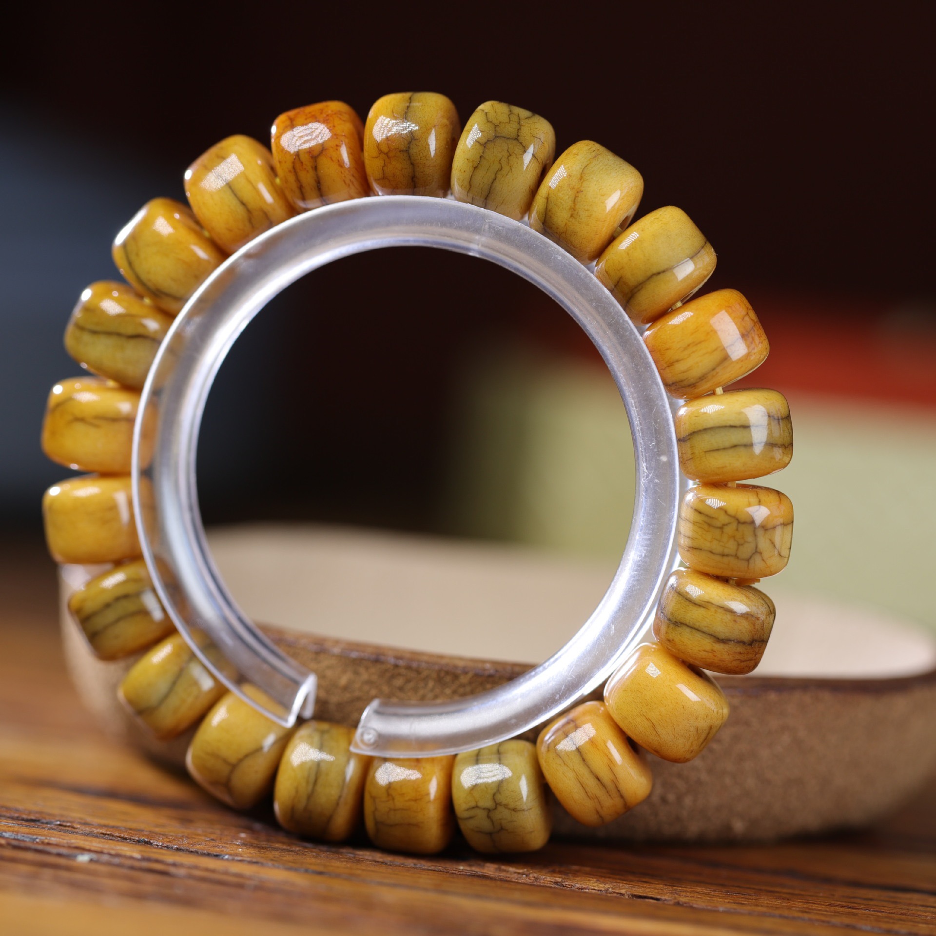 规格1.4人工养殖牦牛骨老型桶珠男女同款手盘把玩稀有手盘物件