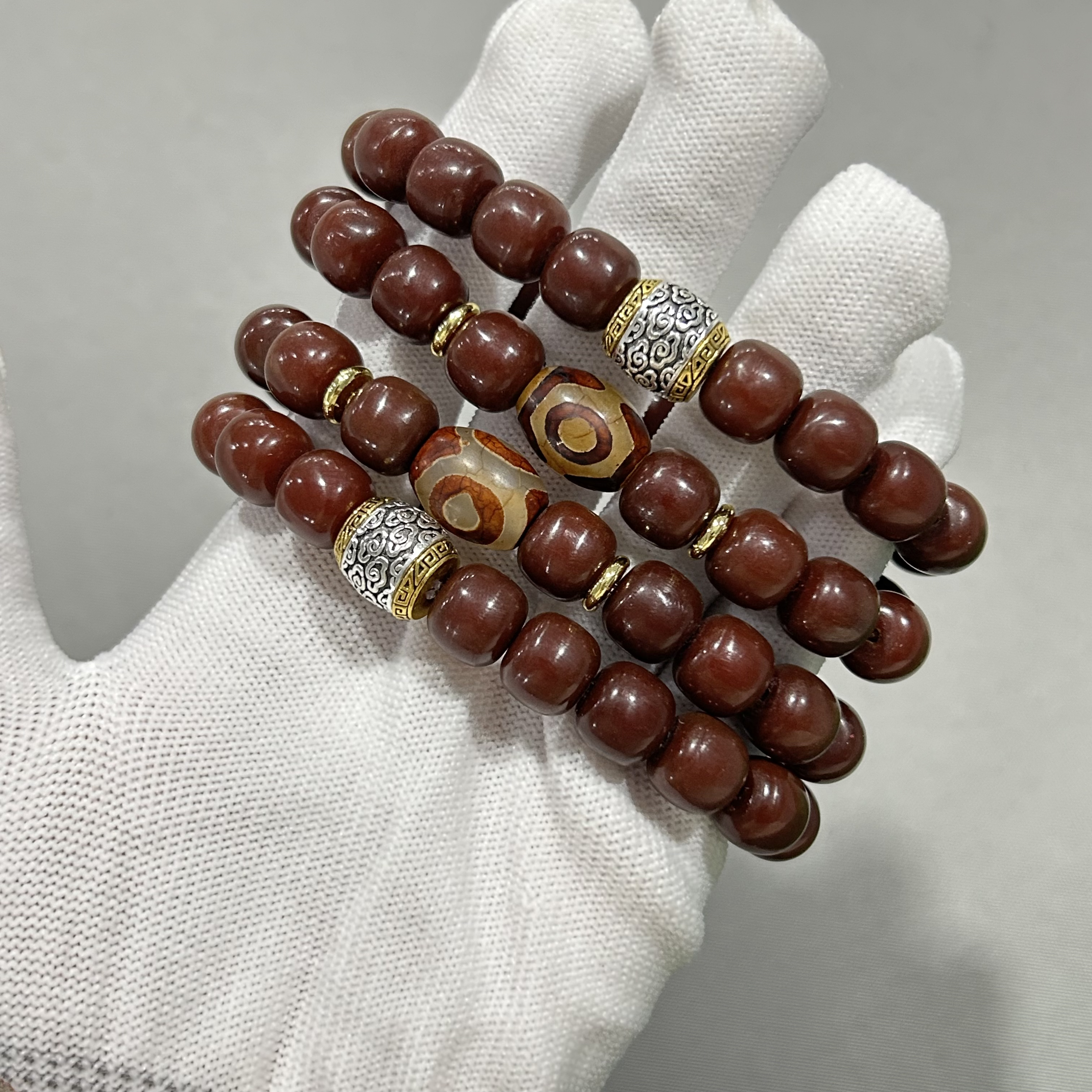 A189 朱供菩提 带配饰 卡1.1老型双圈手串