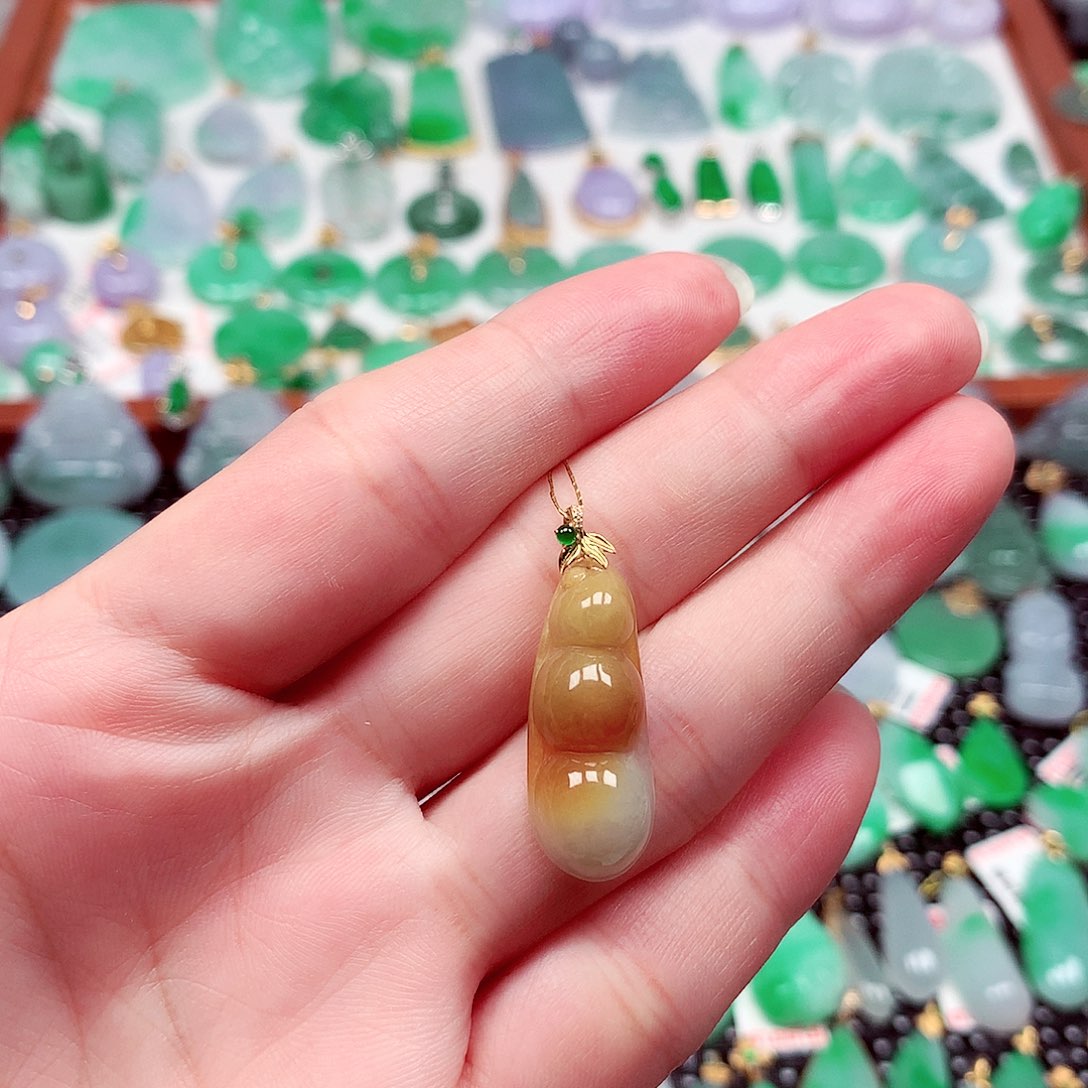 吊坠(不含链)18K金镶嵌翡翠