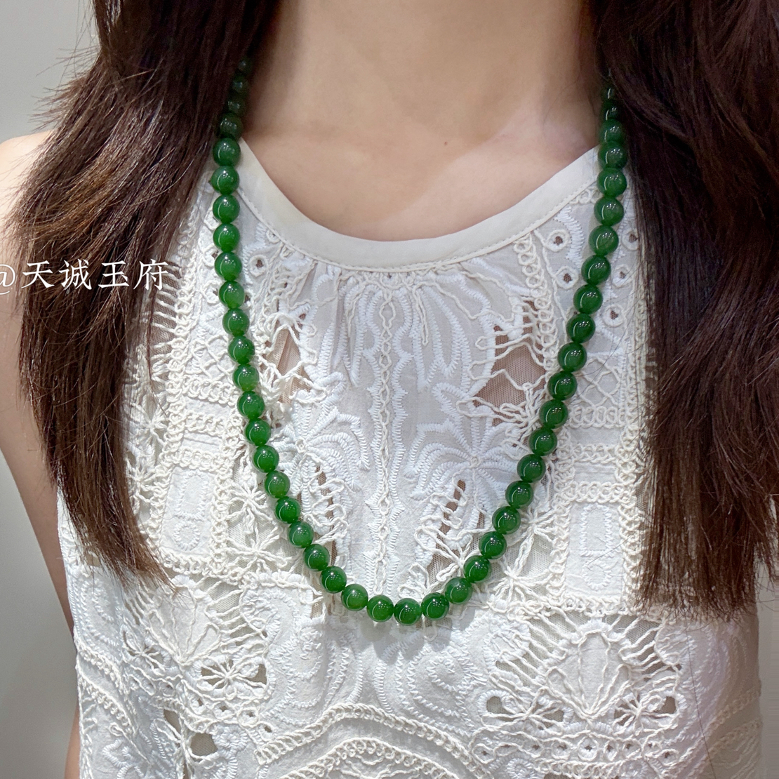 圆珠碧玉项链绿色