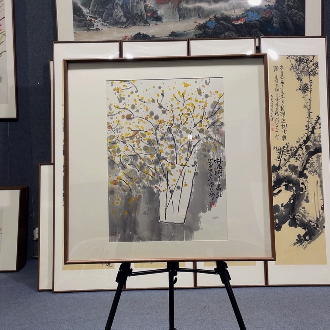 国画手绘作品带框