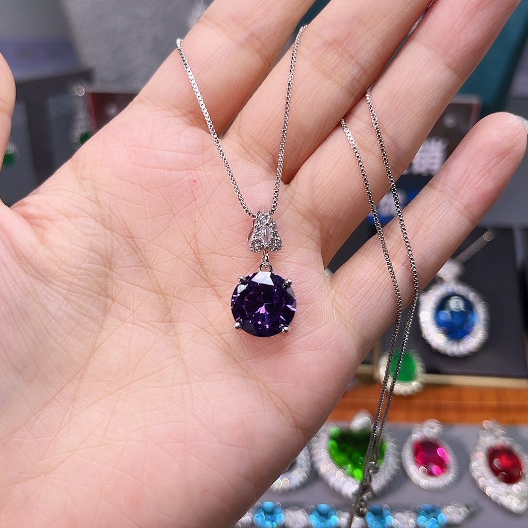 蓝宝石颈饰银S925镶嵌46