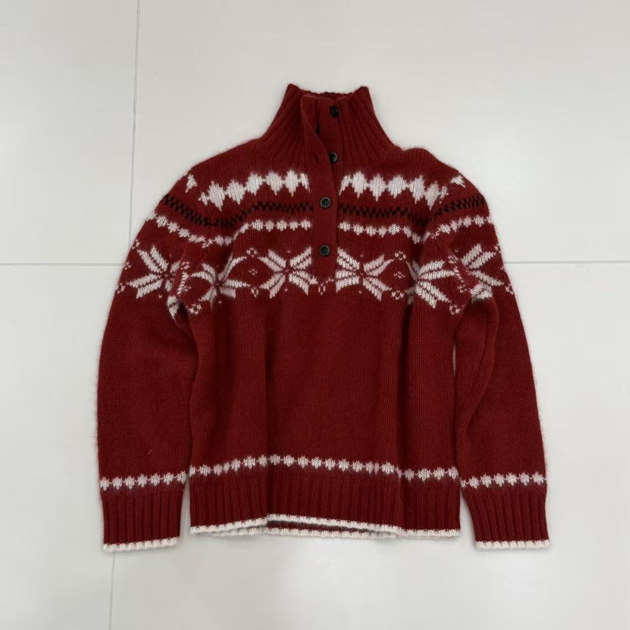 INS风套头款常规款雪花毛针织衫针织衫毛衣套头休闲