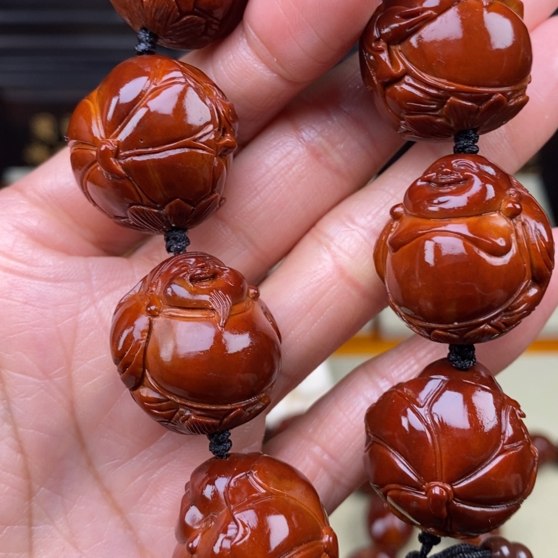 开***好橄榄核吊坠四花财迷