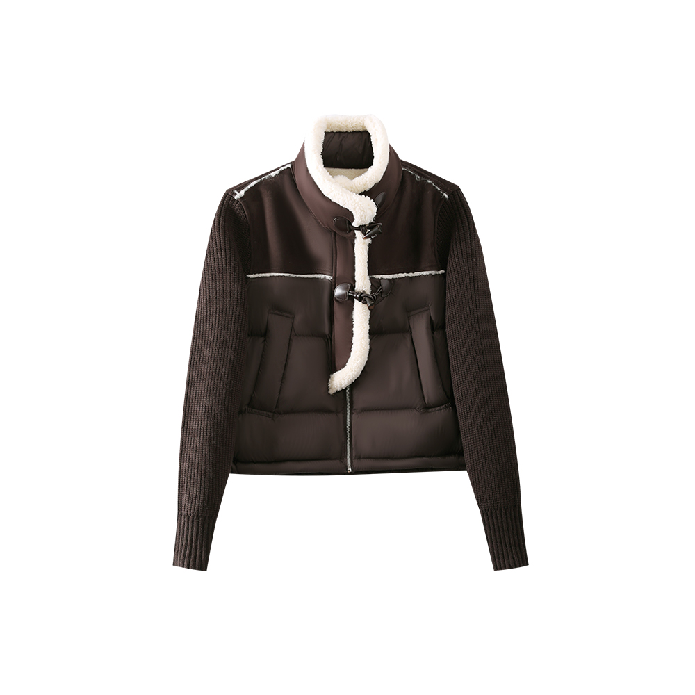 冬季时尚设计感气质拼接休闲羽绒外套7715