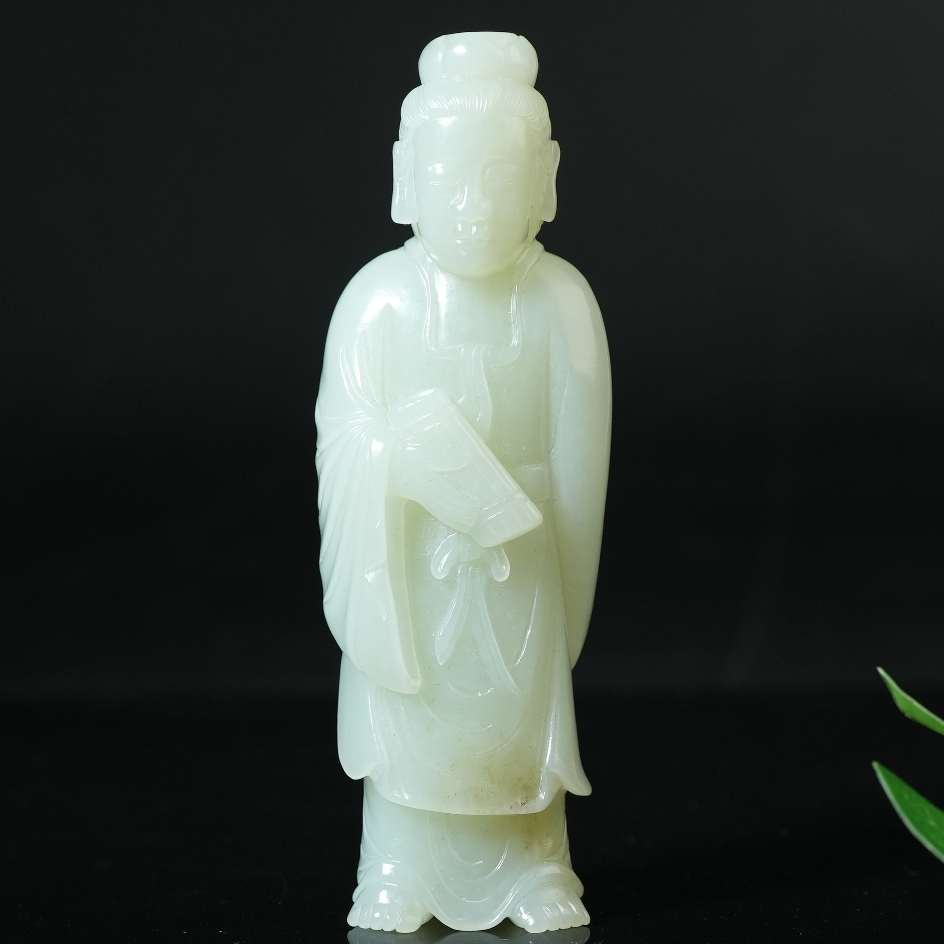 清代和田玉书卷观音【华豫之门】SHF28A2501094061