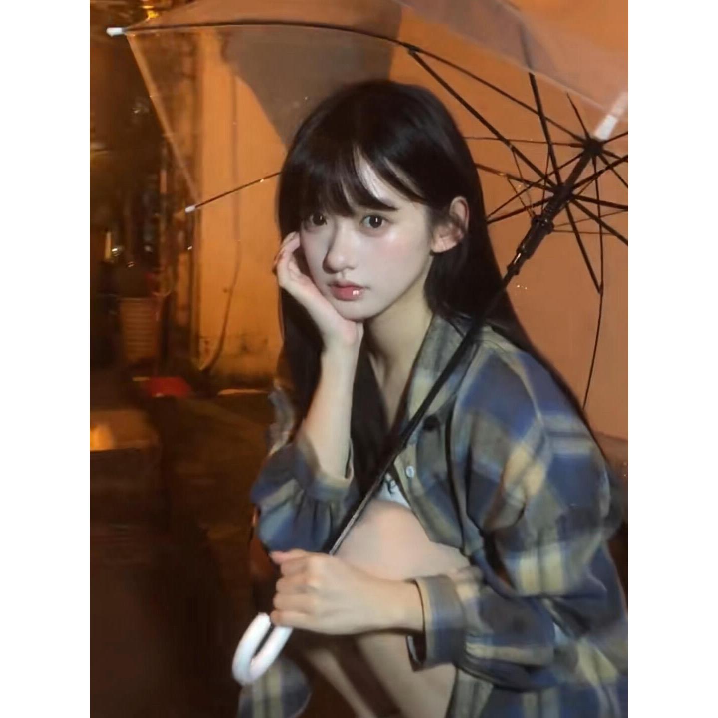 美式覆古Vibe风格子长袖衬衫外套女秋季宽松慵懒叠穿廓形开衫衬衣