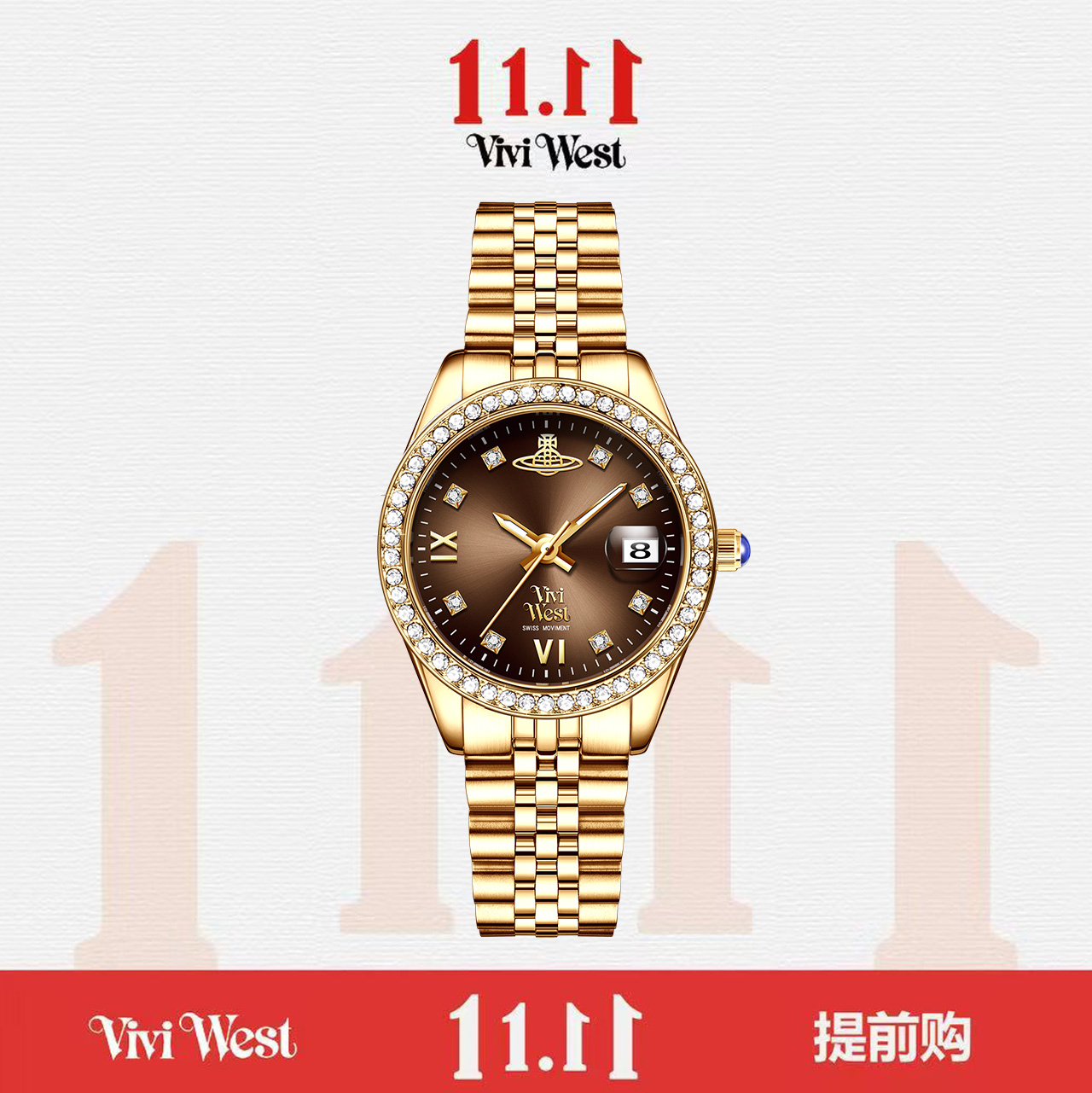 巧克力---双11精选气质轻奢女士小众经典精致腕表--TH2609-Y