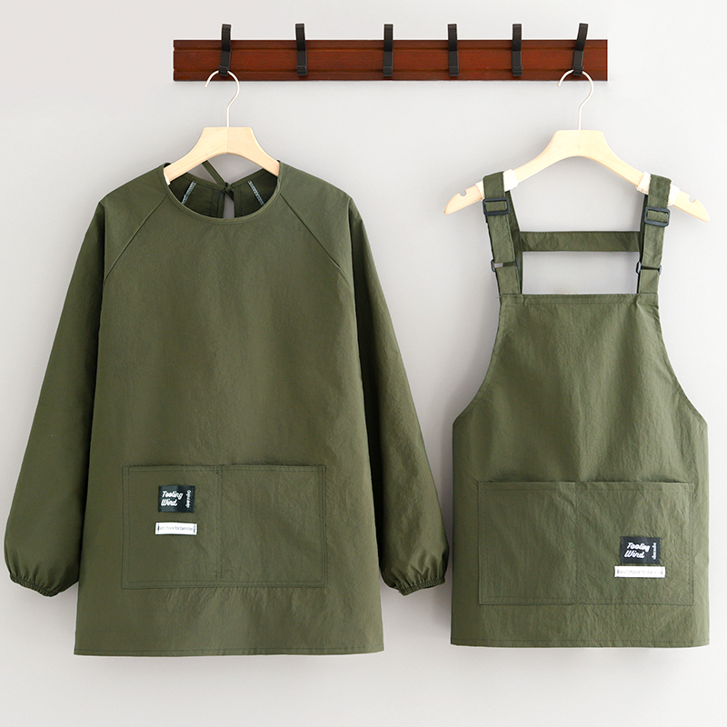 短款防泼水围裙厨房家用简约时尚女罩衣餐饮做饭围腰工作服男定制