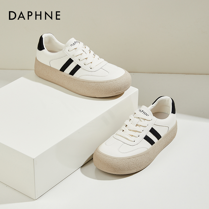 Daphne达芙妮 风华绝代~德训女鞋厚底增高板鞋百搭运动休闲小白鞋