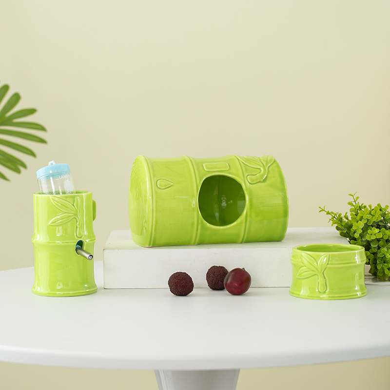 创意国潮竹子造型仓鼠窝清新翠竹小宠用品金丝熊躲避窝睡觉房子