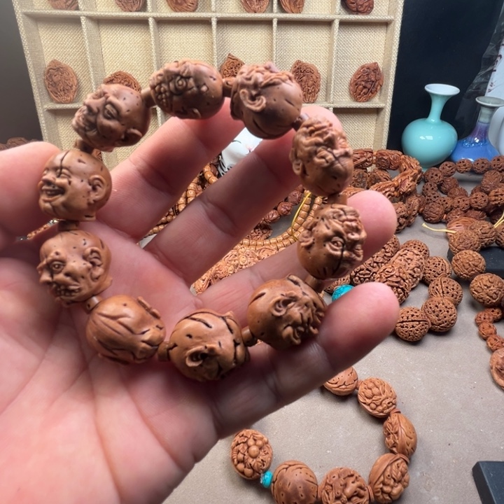 桃核手串桃核雕刻十大尊者