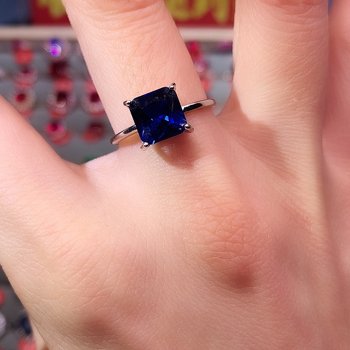蓝宝石戒指银S925镶嵌