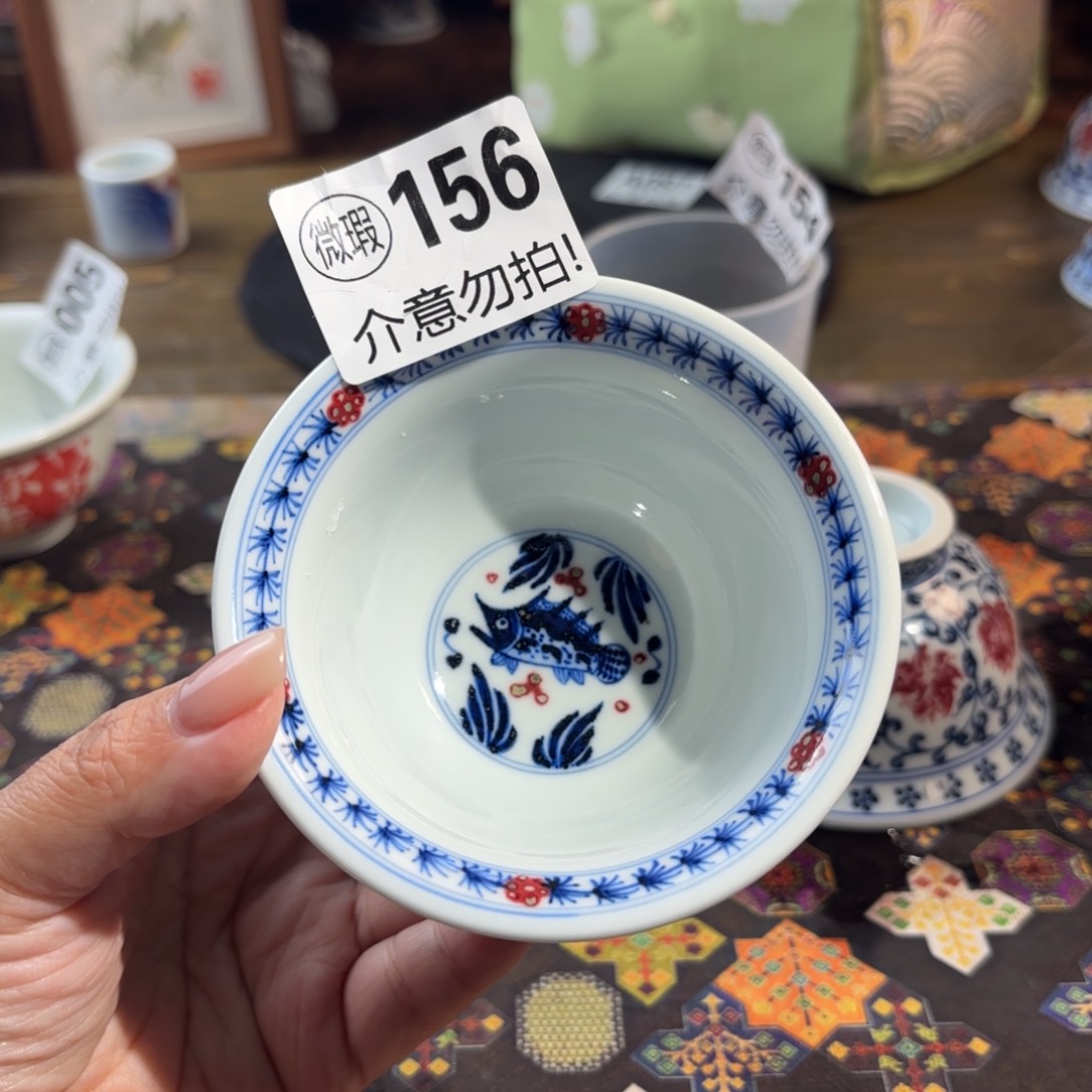 瓷孤品福利青花手绘杯杯大压手