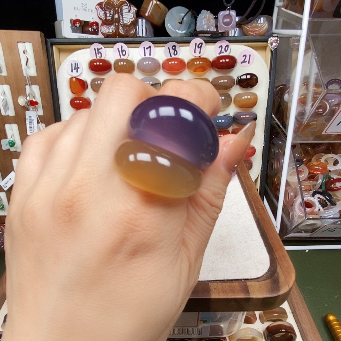 上***目玛瑙/玉髓合金戒指