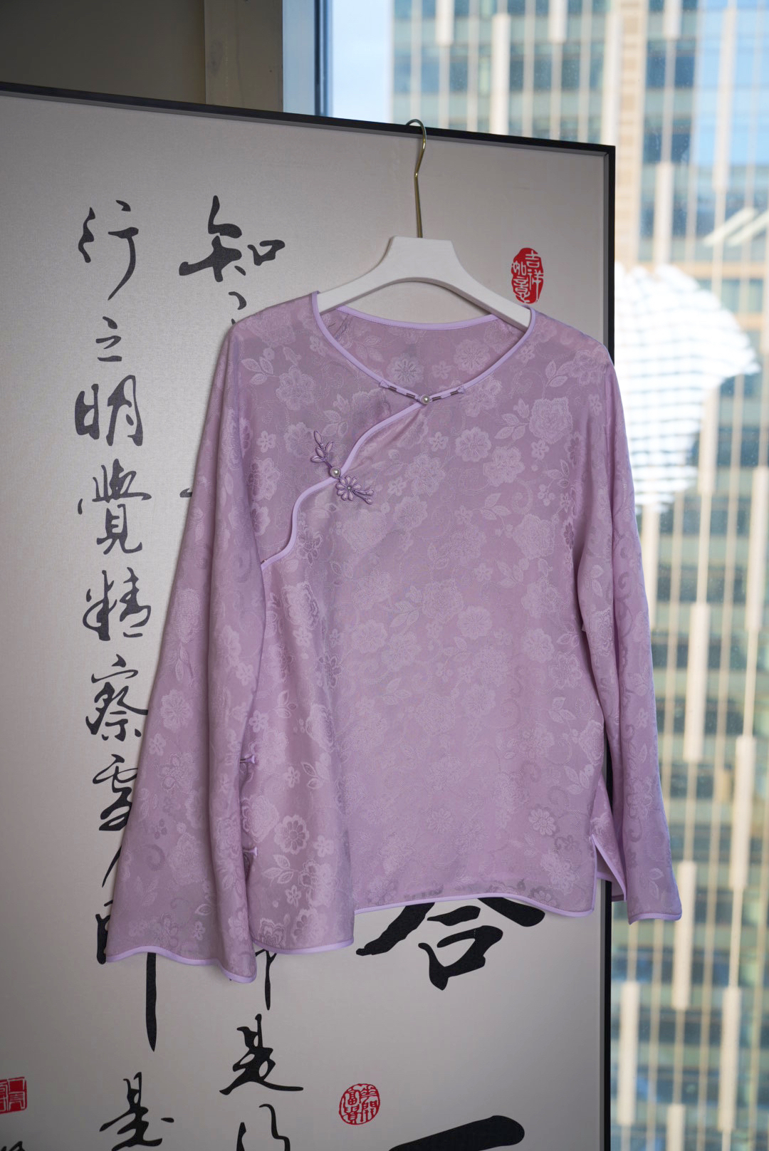 紫色款手工罗三经绞罗上衣