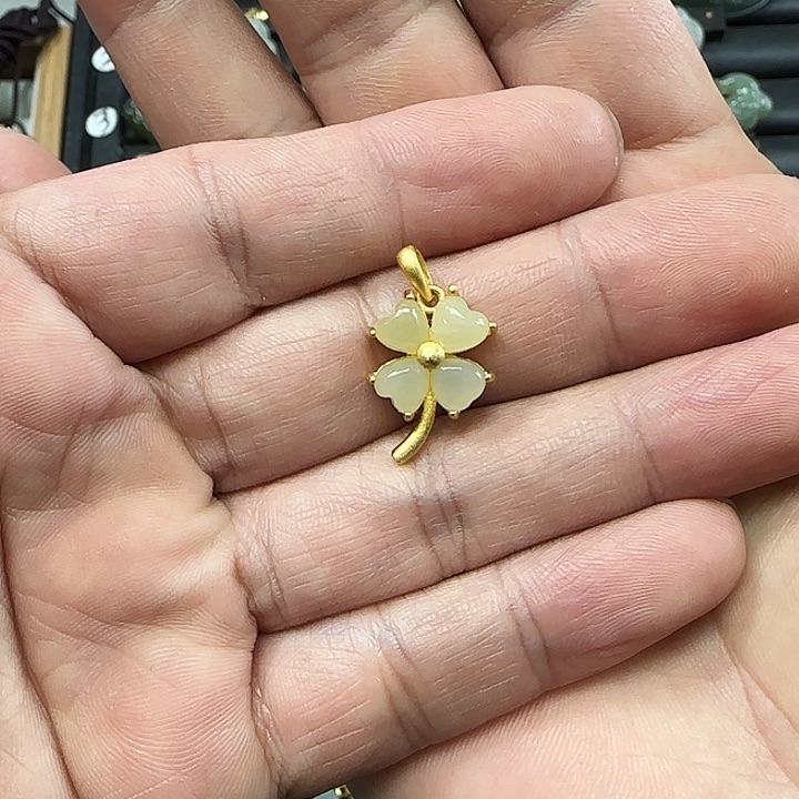 和田玉吊坠(不含链)银S925镶嵌