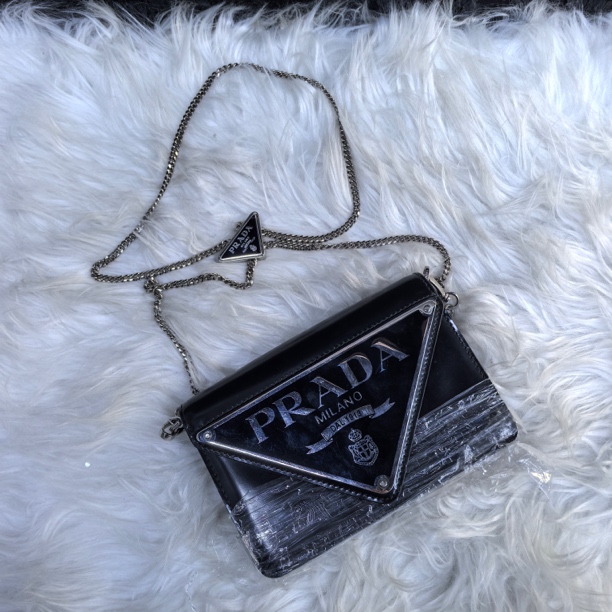 95新 Prada/普拉达 普拉达黑色小号work斜挎包