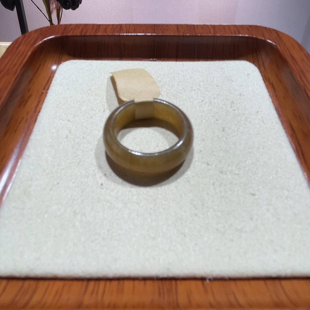 和田玉戒指未镶嵌咖啡糖14号