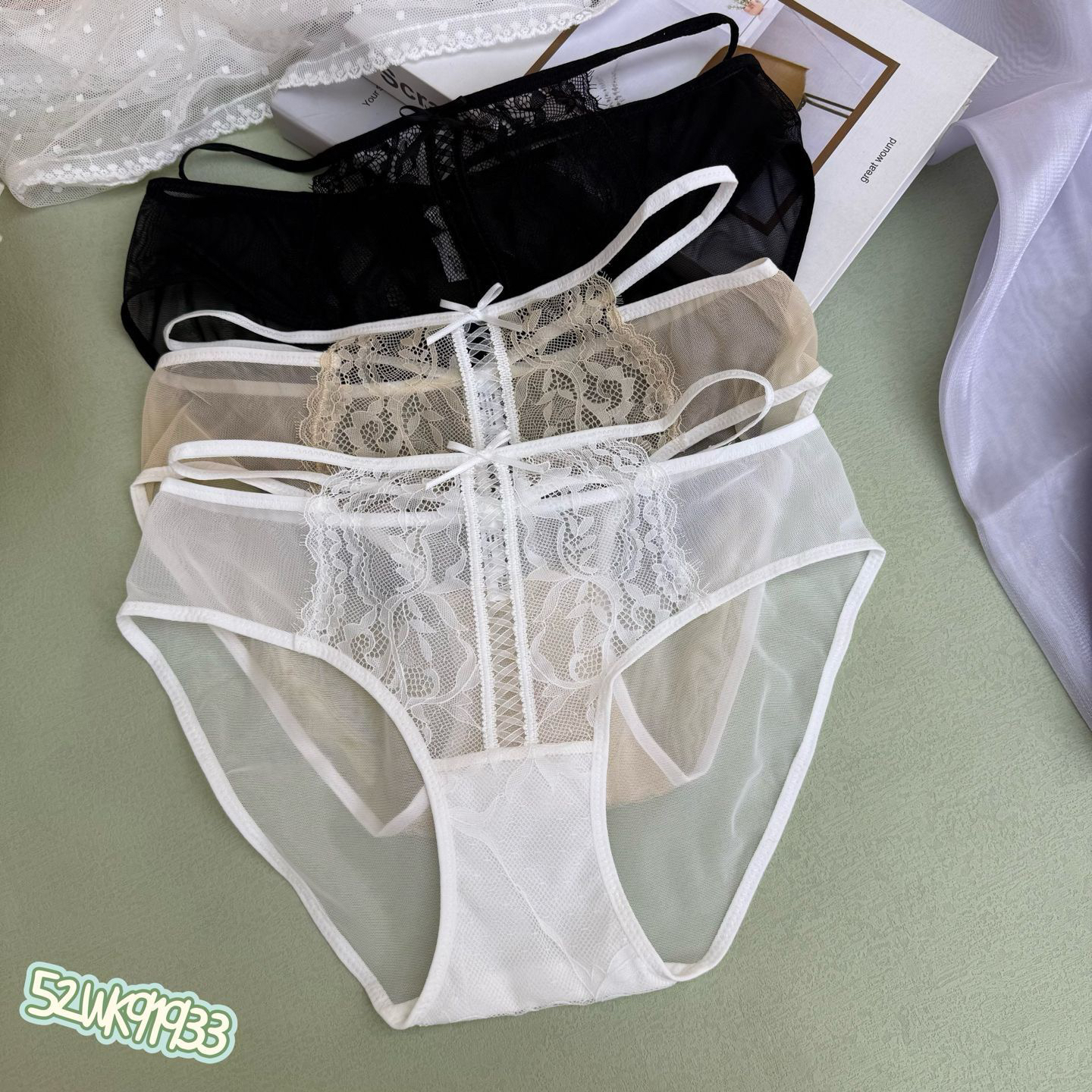 M91933新款法式舒适透气性感纯欲风中腰女士内裤【三条装】