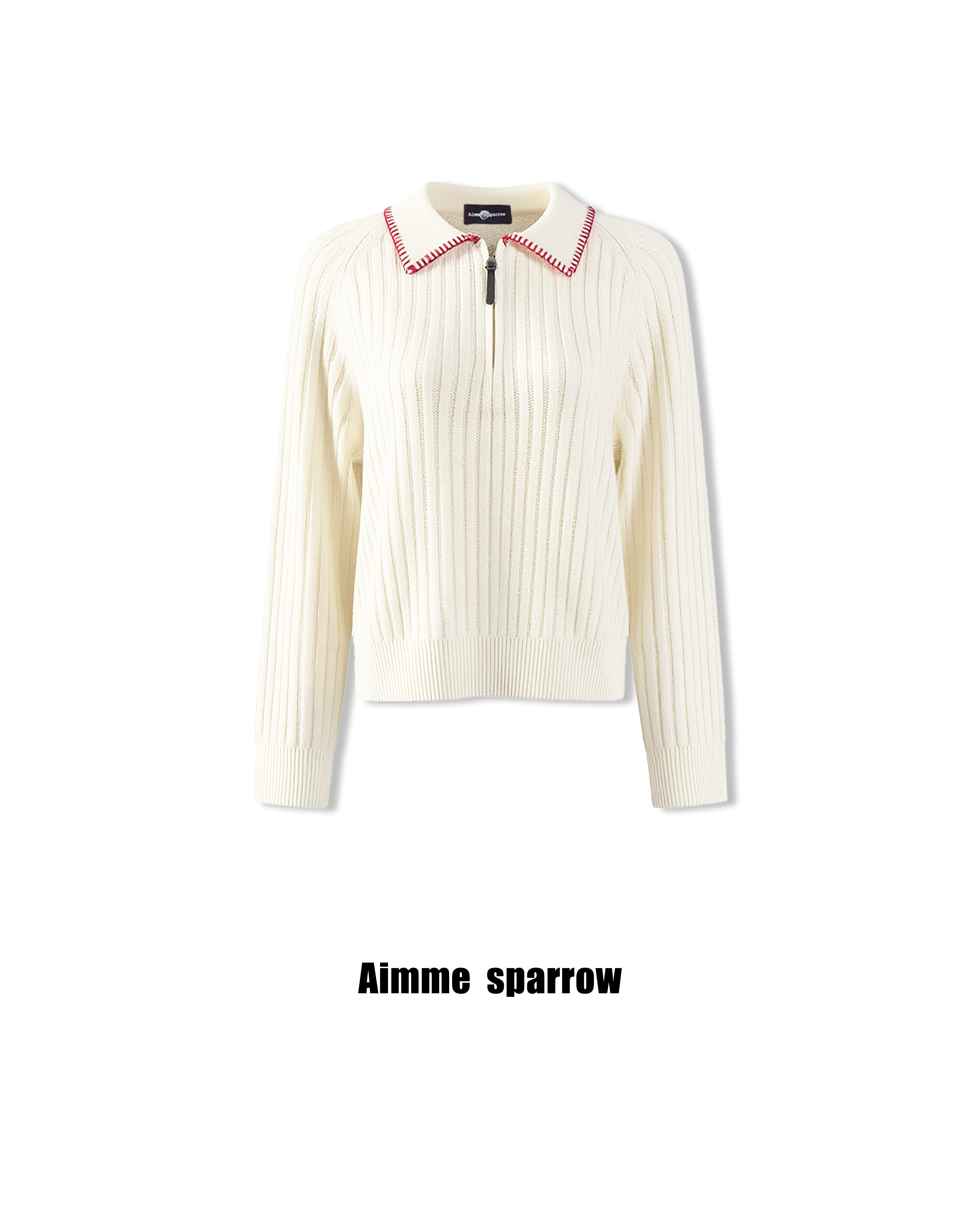 Aimme sparrow红色/白色翻领针织上衣