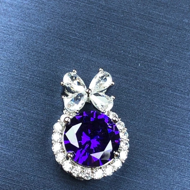 2164妖紫水吊坠开口可调节轻奢大方精致