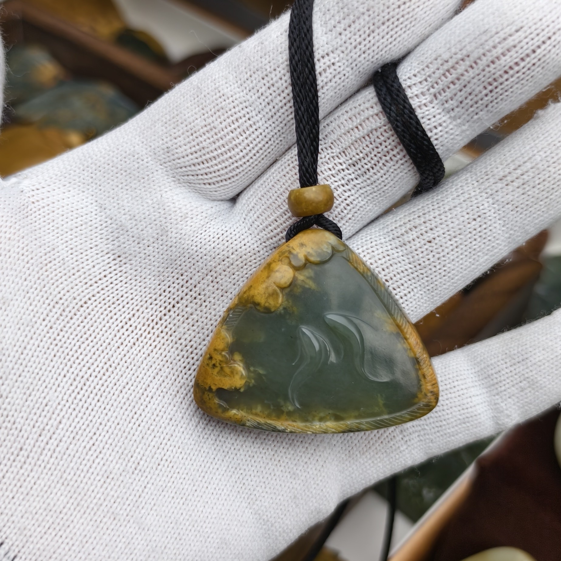 析木河磨玉圈皮力争上游精品挂件