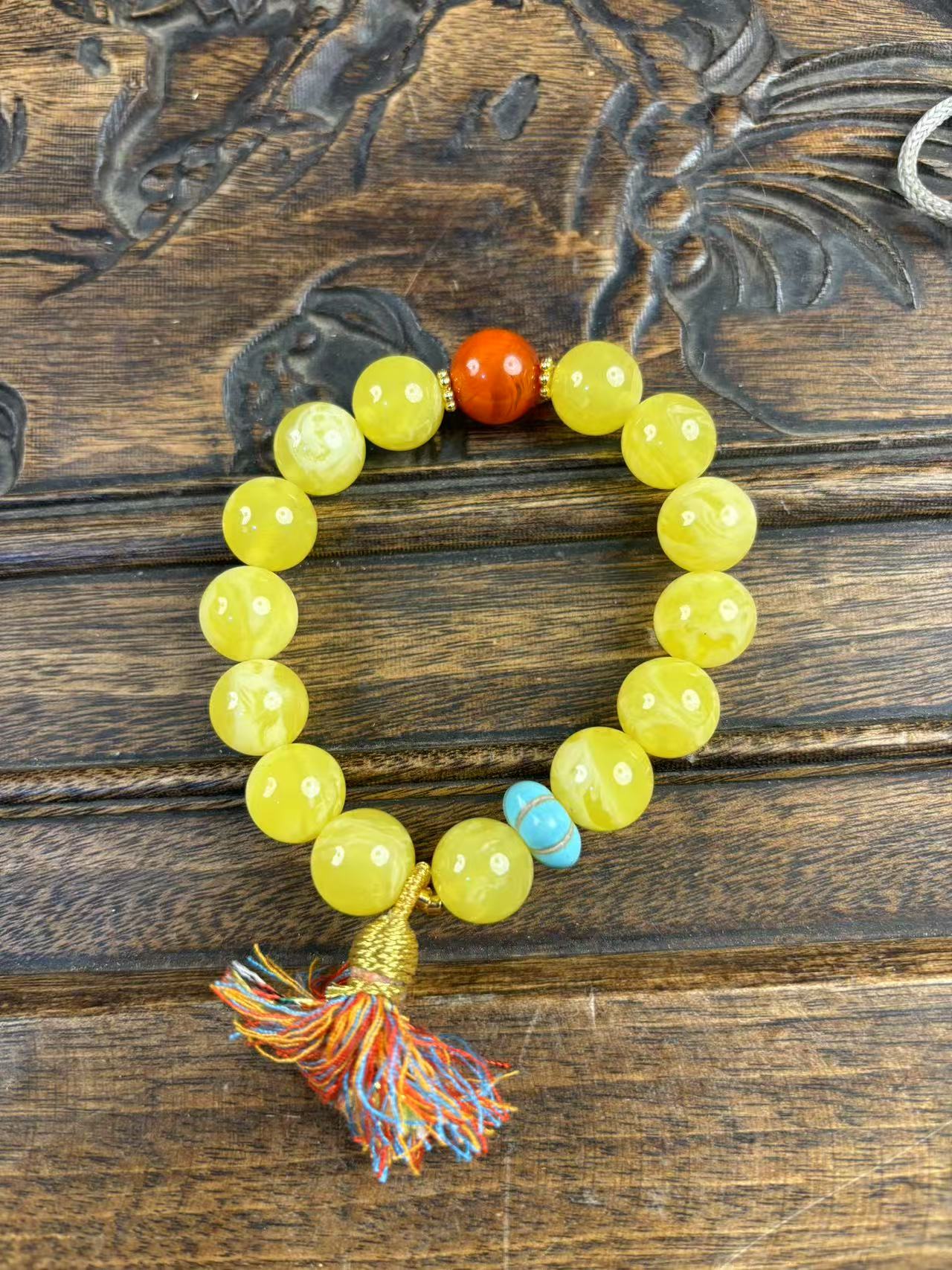 蜜蜡黄蜡手编绳一个{小七甄选}