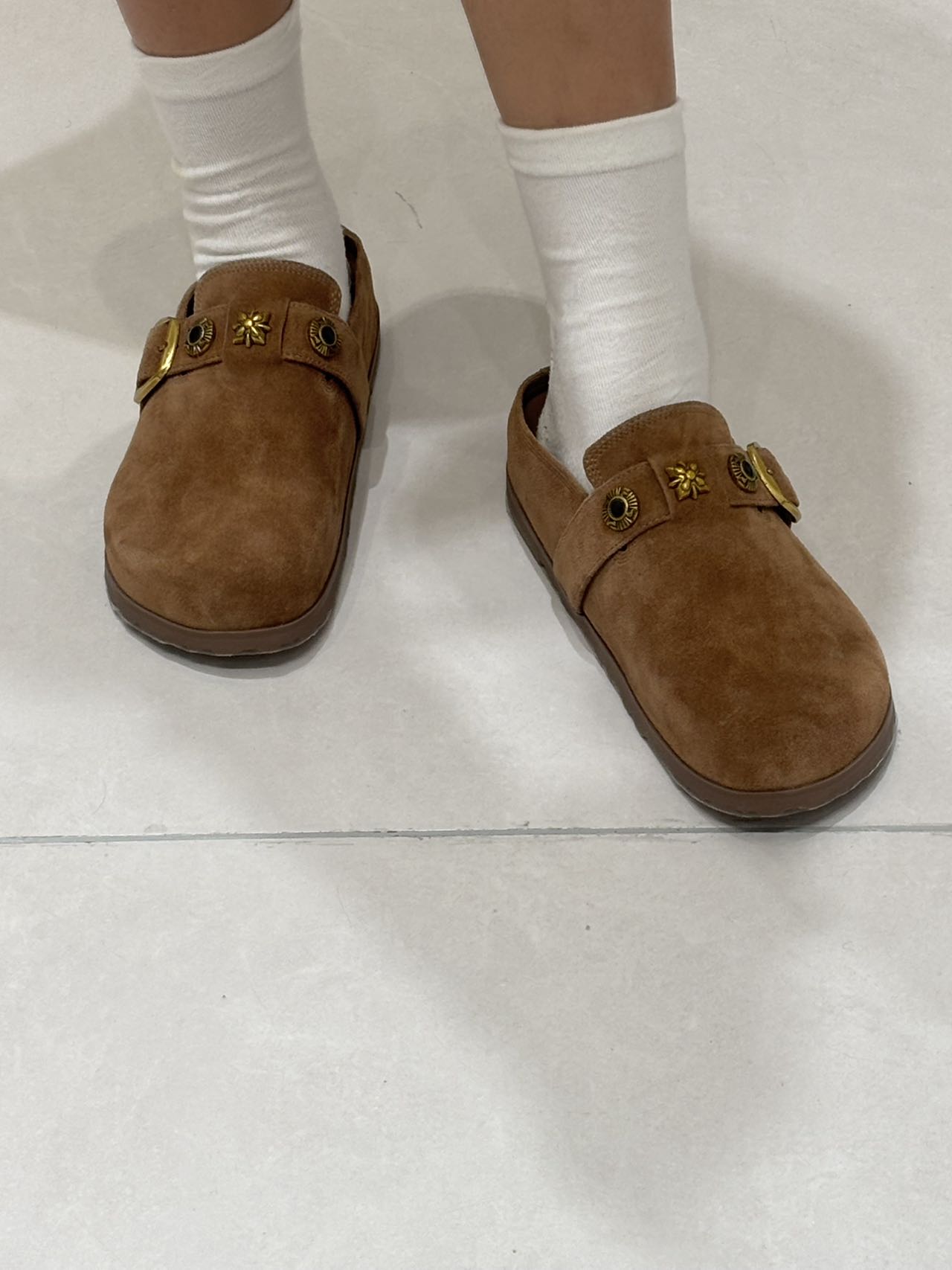 【现货】UDV平底休闲日常软底勃肯鞋春季牛皮厚底拖鞋百搭