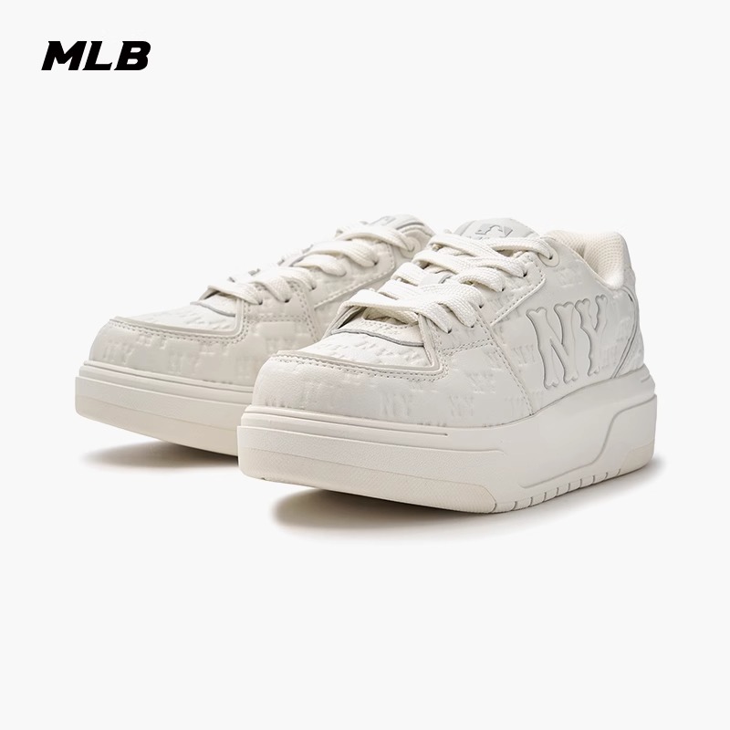 MLB男女情侣印刻老花时尚百搭休闲运动鞋增高板鞋25鞋子3ASXE015N