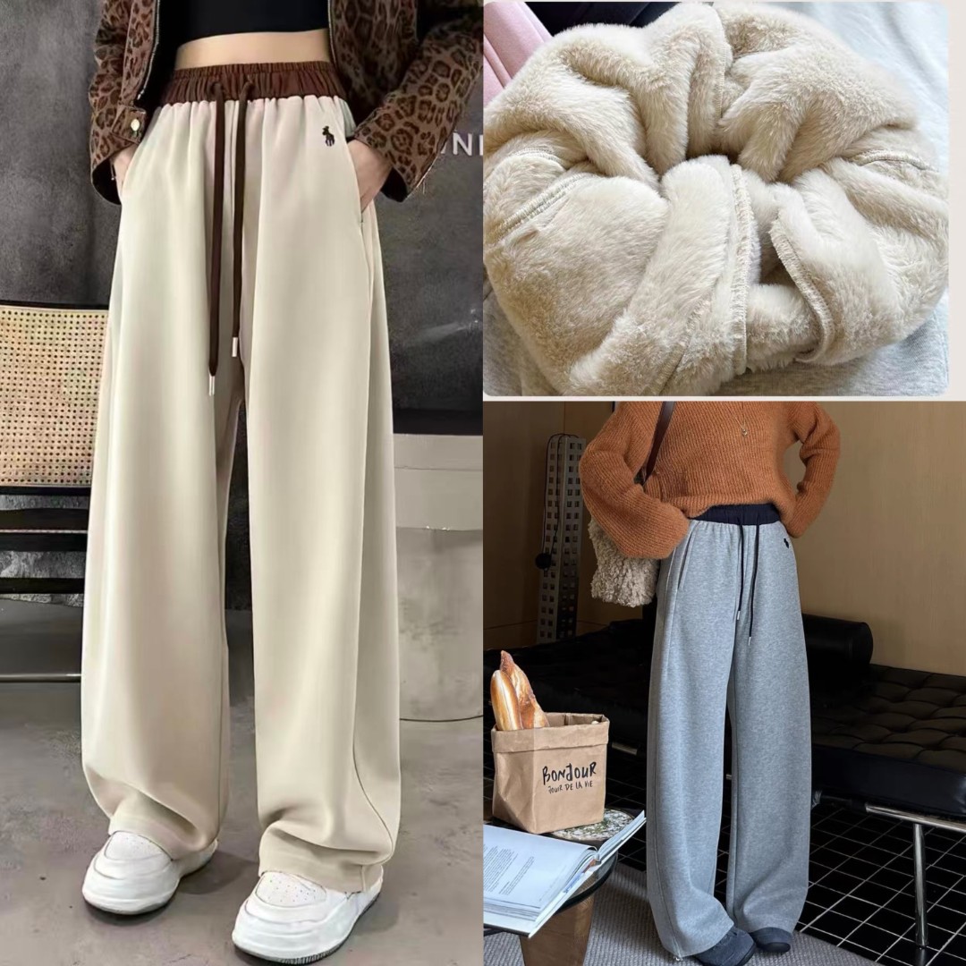 【现货】冬季特厚仿羊羔绒弯刀刺绣休闲裤俩穿版本北方冬天必备款