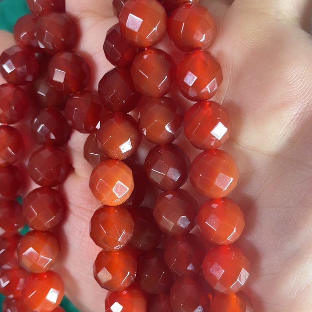 玛瑙/玉髓珠宝半成品未镶嵌A里红玛瑙圆切约10mm 三单飞