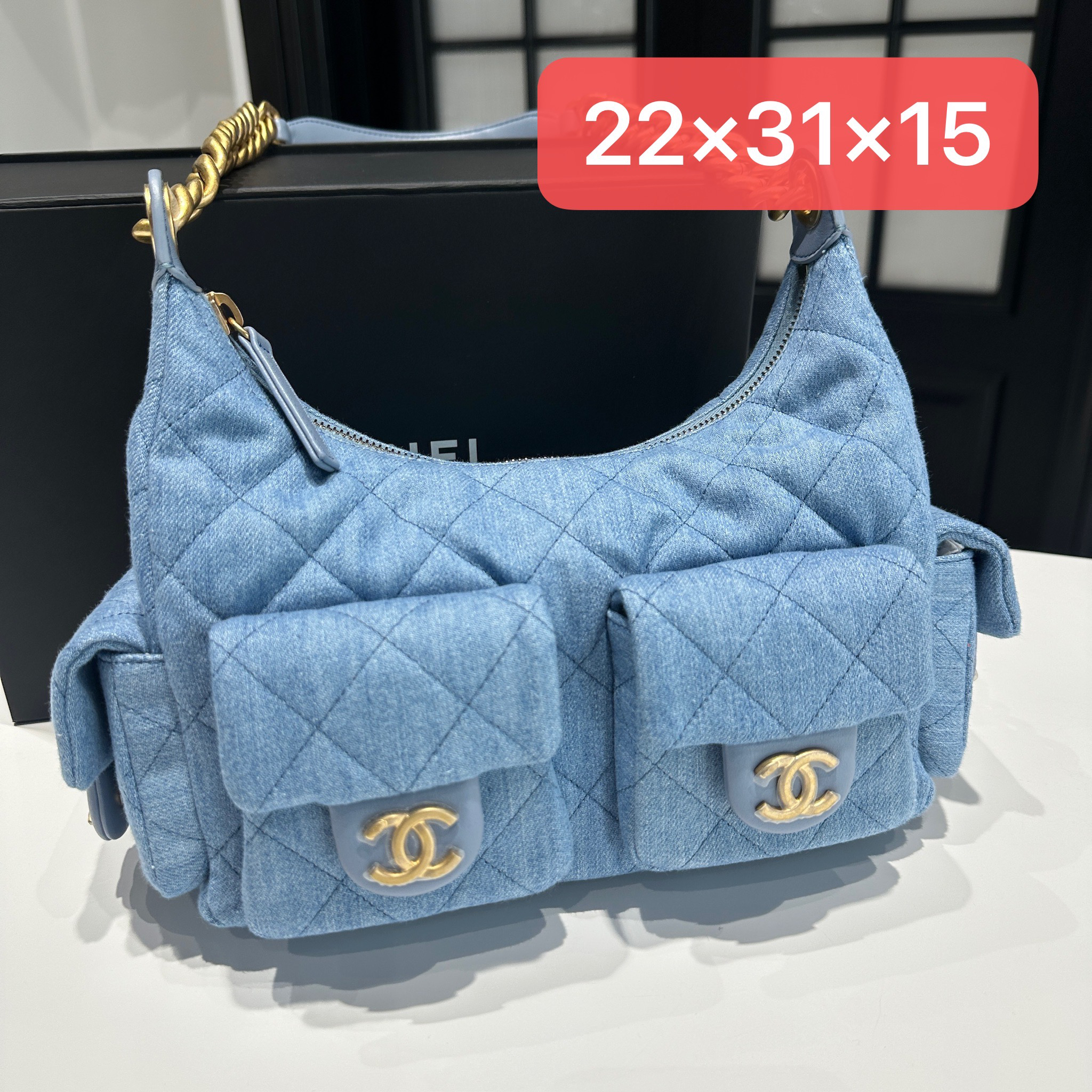全新未使用 Chanel/香奈儿 25C牛仔hobo链条腋下包