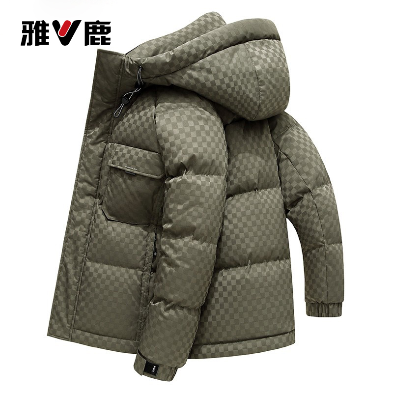 雅鹿男士羽绒服冬季新款连帽时尚休闲外套短款保暖鸭绒男装青年