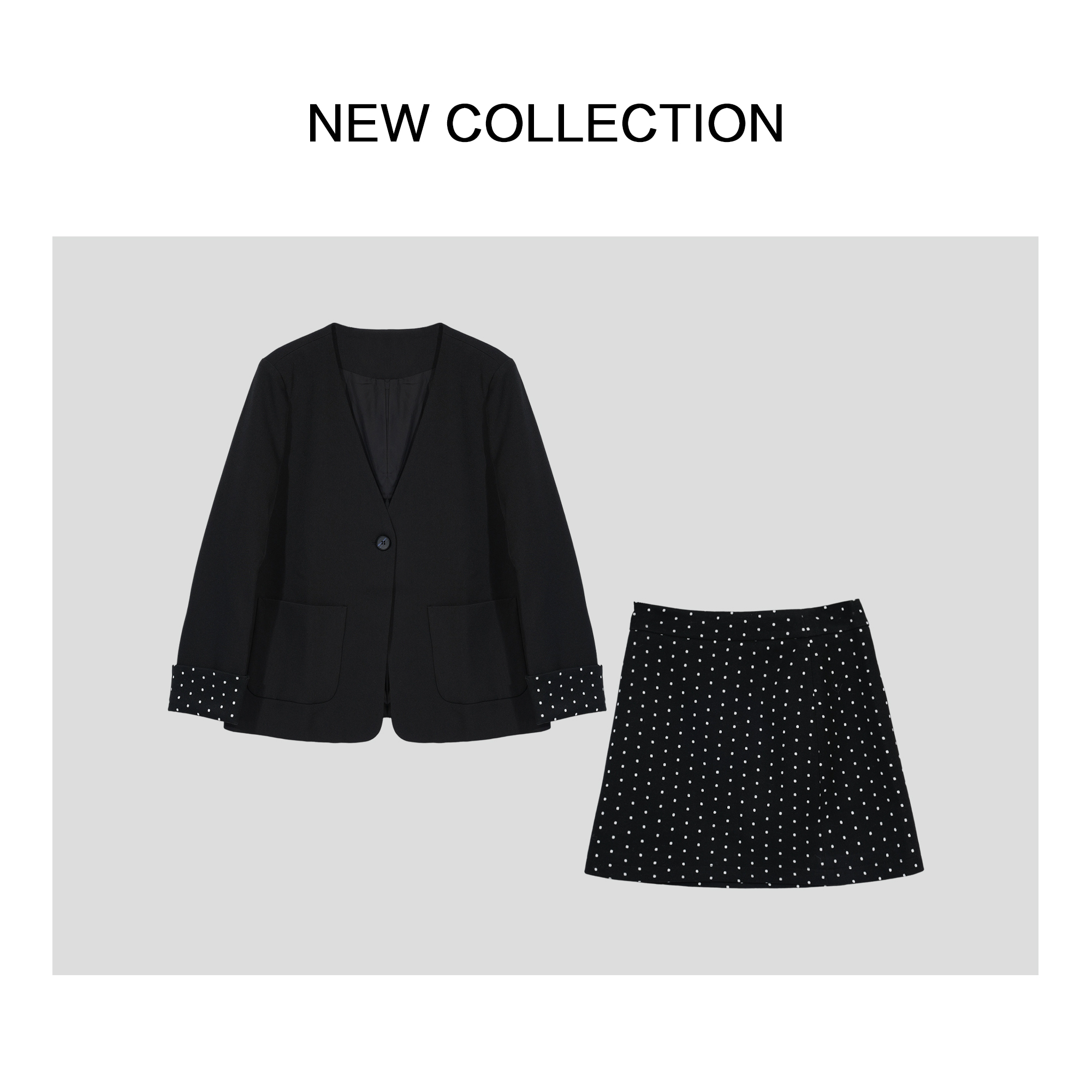 新款洋气韩系拼接西装外套+短裙 套装 D351862B-1862