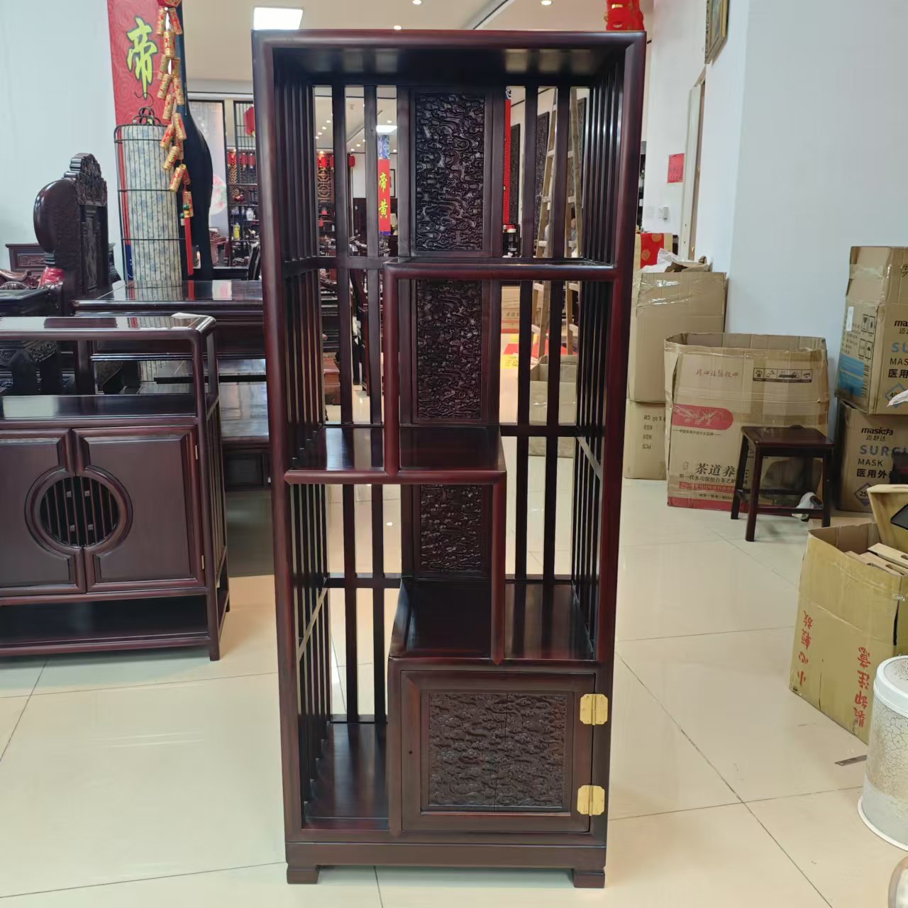 酸枝木 多功能置物架尺寸:长60宽42高149