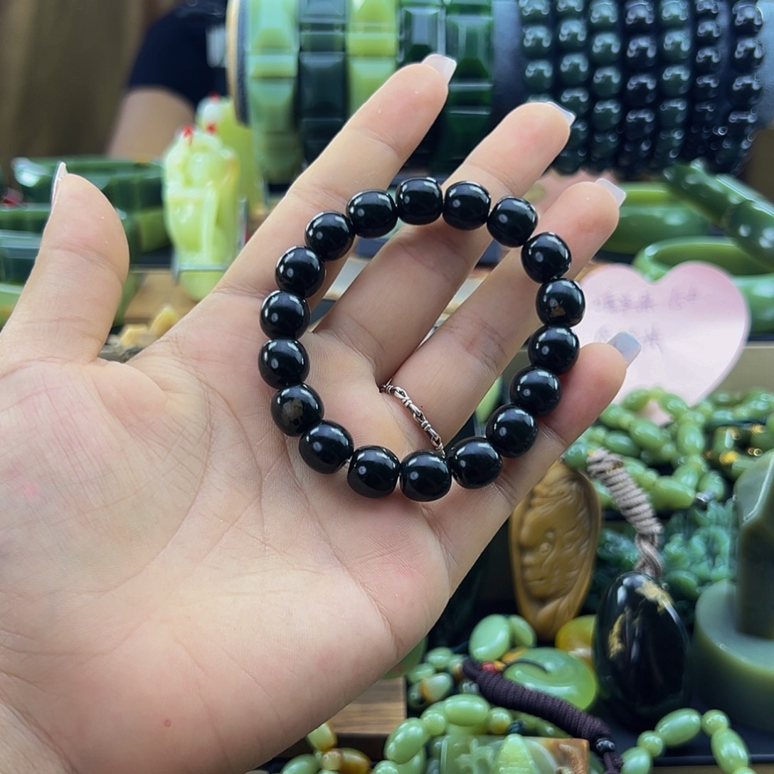 手链未镶嵌岫岩河磨玉（透闪石质玉）