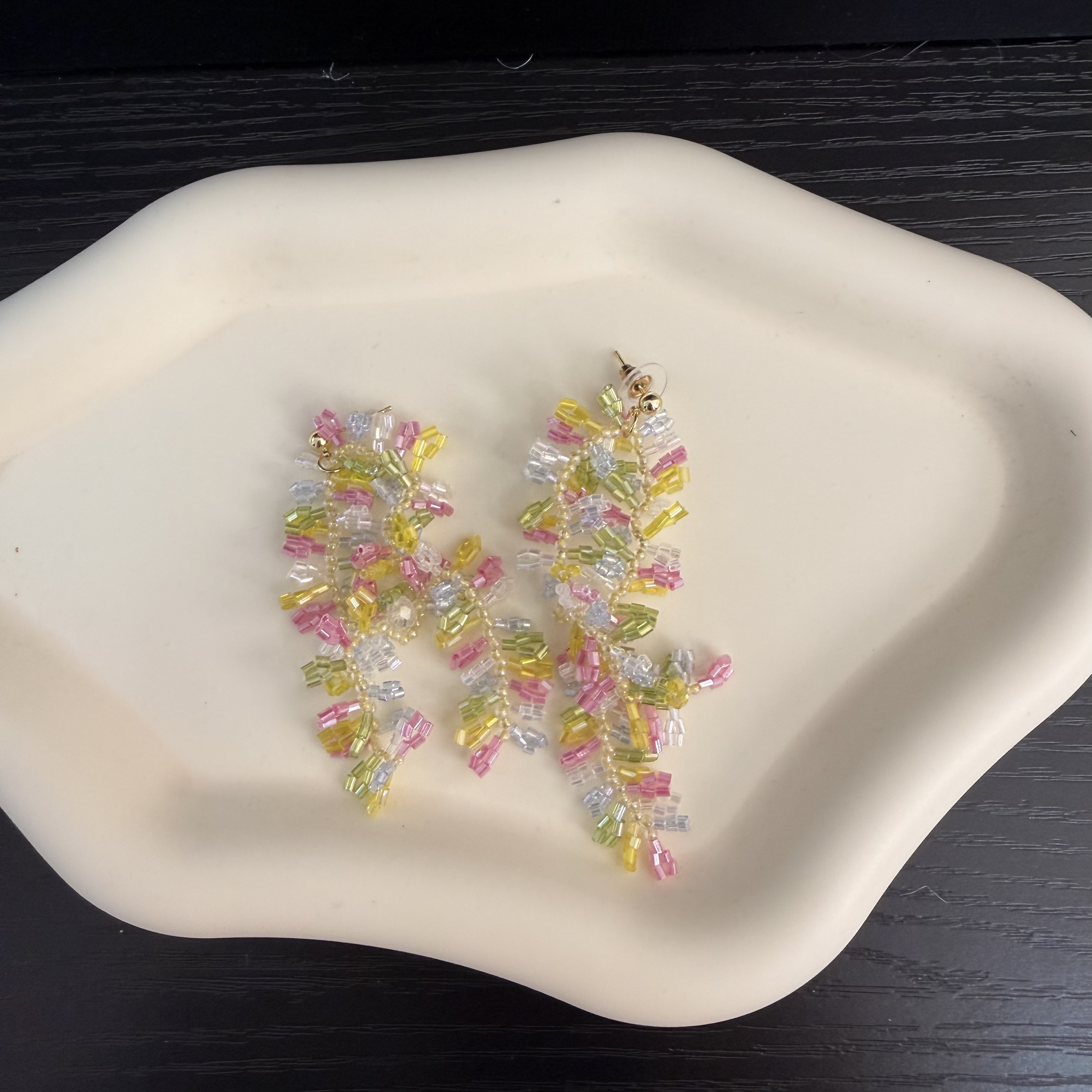 非金属布艺耳饰 日韩素款水果卡其色设计师金色几何彩色手作森系