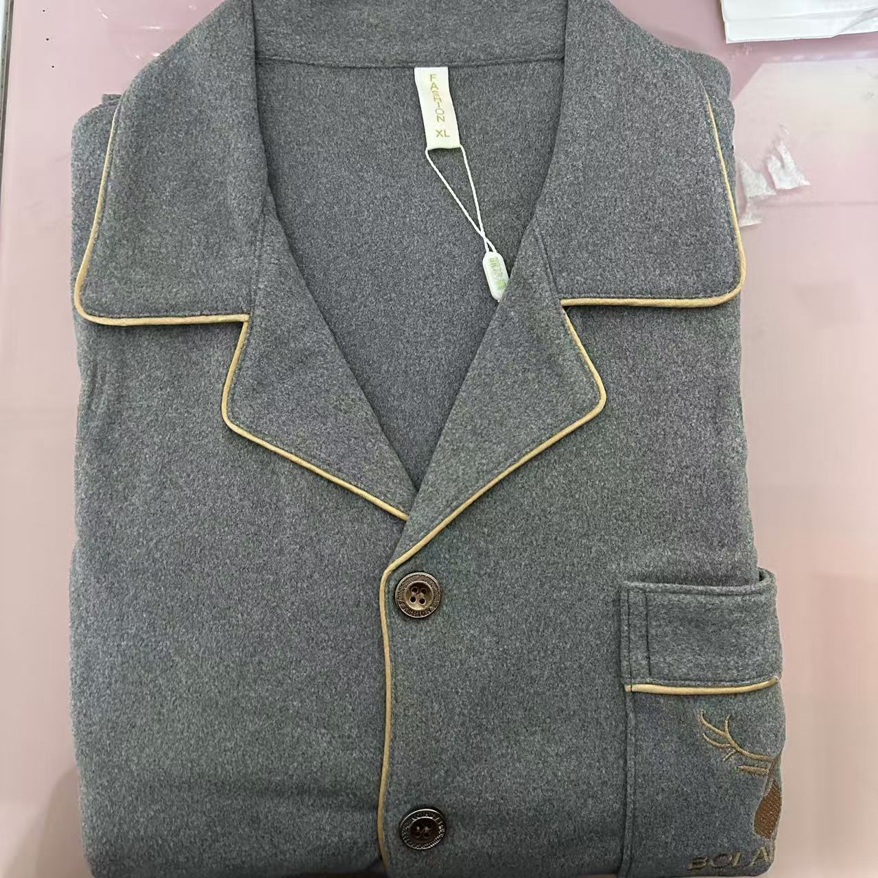 68-男士秋冬季鹿角德绒长袖长裤套装