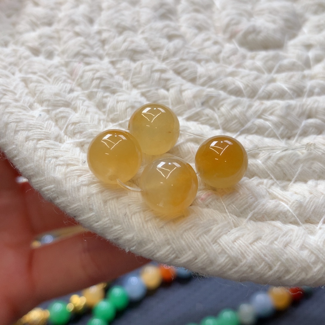 定制翡翠未镶嵌 毛货抛光定制 黄翡一组 8.8*-9*